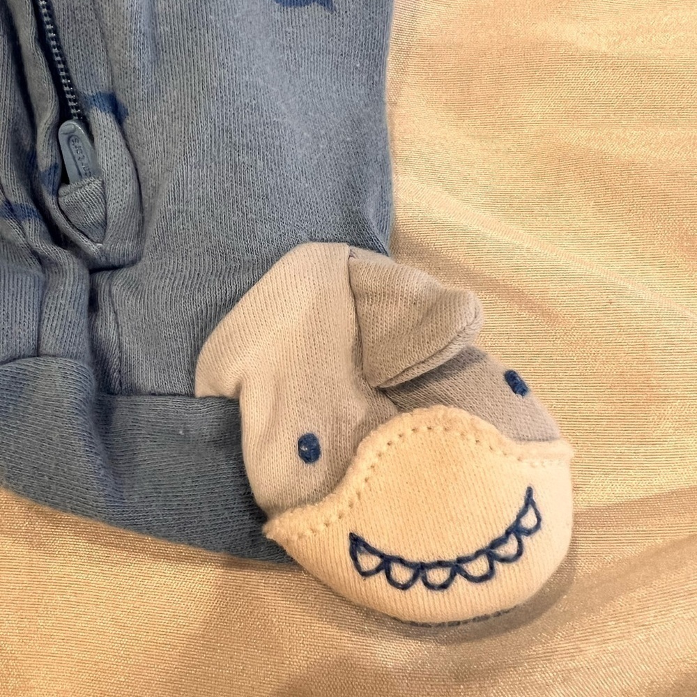 Carter's Blue Shark Footed Onesie size NB - Picture 4 of 7